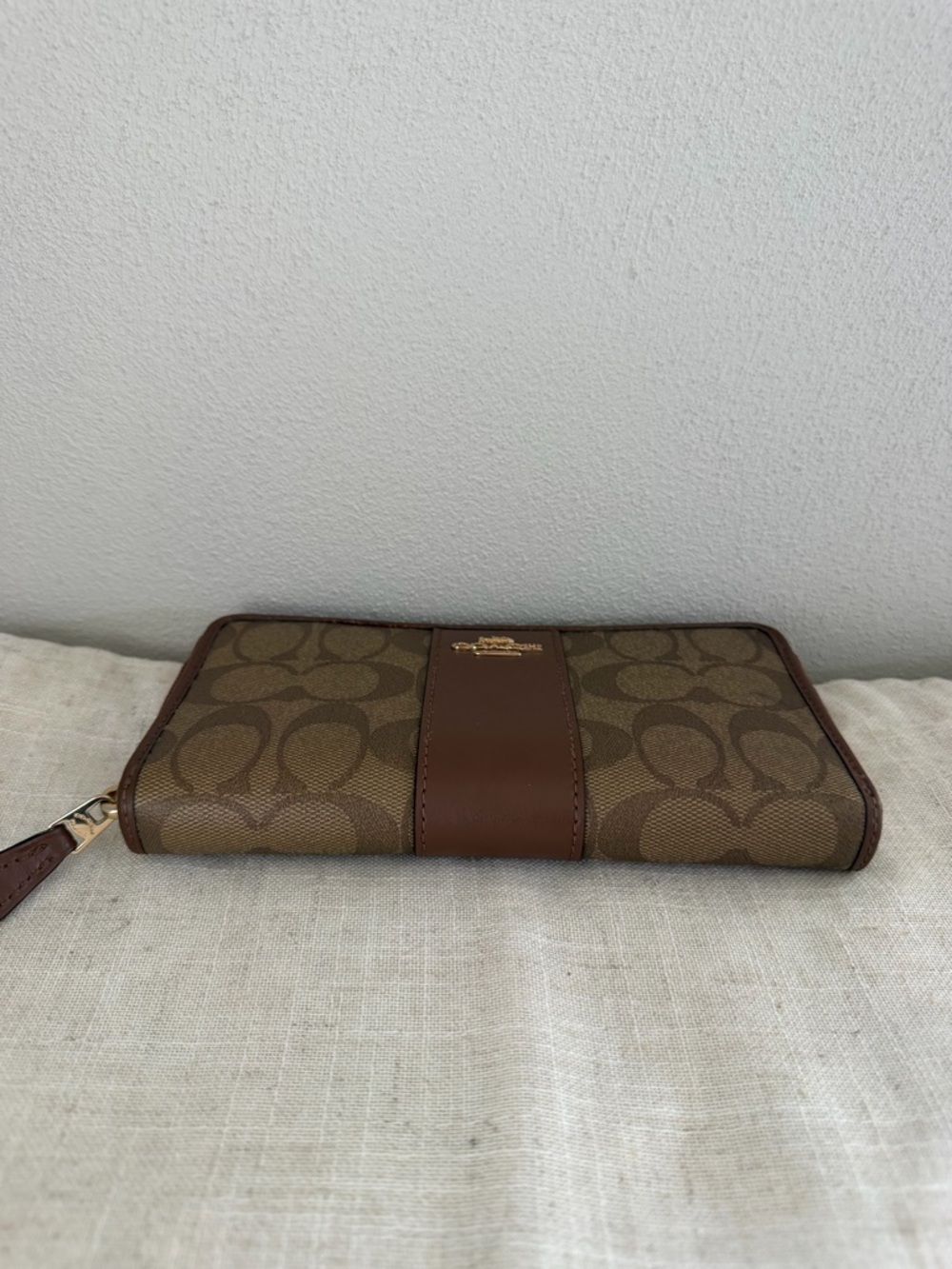 Coach Brown Signature Accordian Zip Wallet - Picture 6 of 12